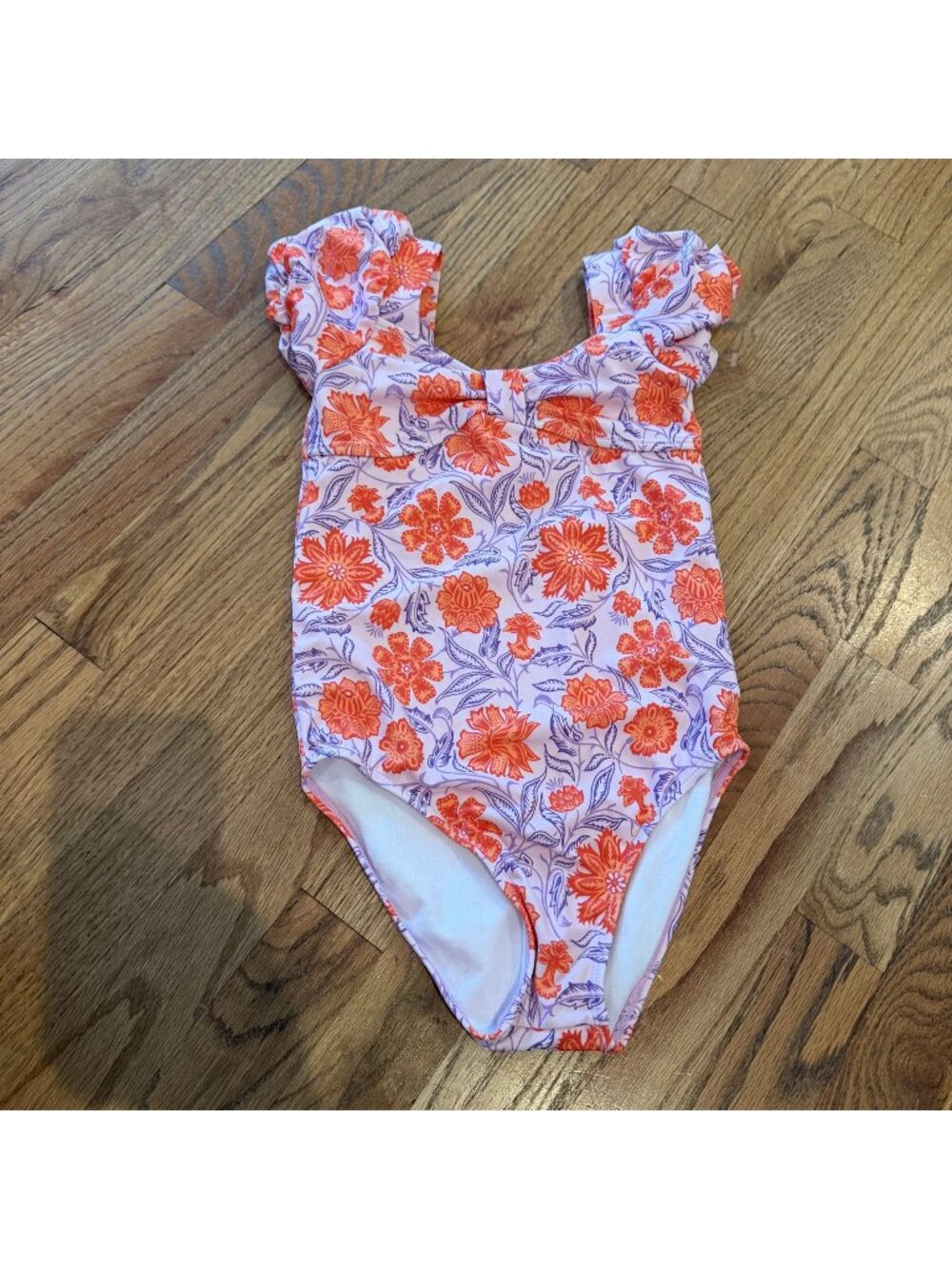 JANIE & JACK GIRLS PINK PURPLE FLORAL ONE PIECE SWIM SUIT SIZE 7